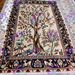 قالیچه تمام کرک مرینوس طرح درخت زندگی/ Soft wool rug Life Tree disigne