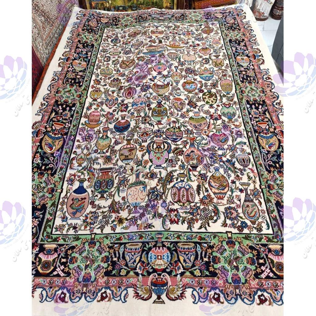 فرش پشم و گل ابریشم طرح زیر خاکی /  Wool and Silk Carpet Zirkhaky design